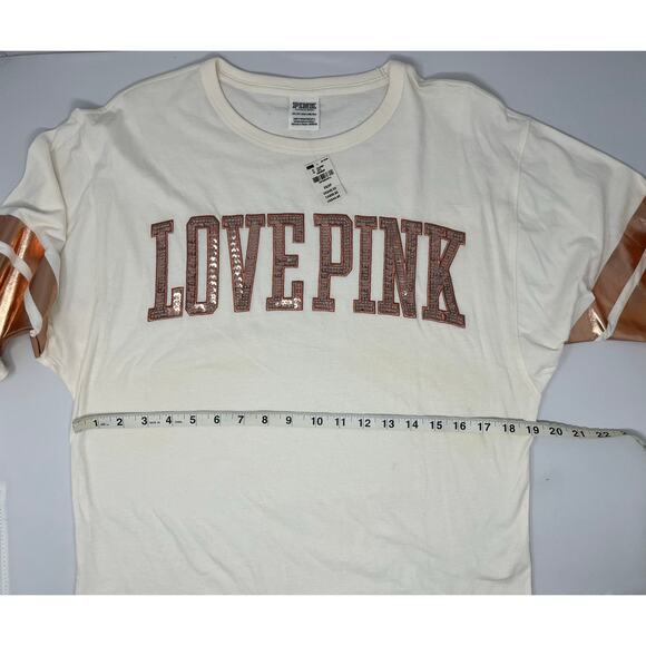 Victoria's Secret Copper Rose LOVE PINK Sequined letters Size XS NWT 3/4 sleeve - Picture 4 of 8